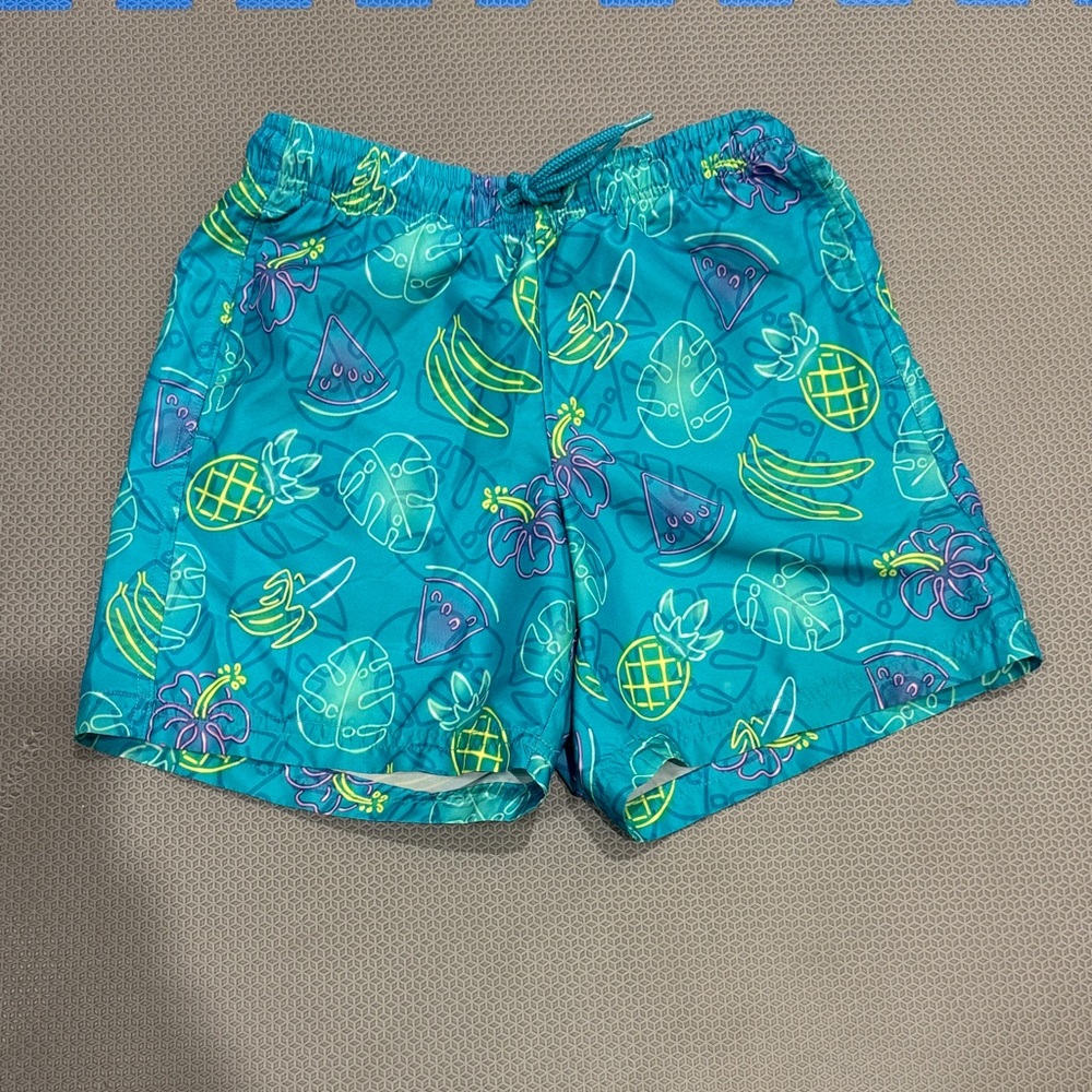 Kids Teal Tropical Print Summer Shorts size 6-7 DSG